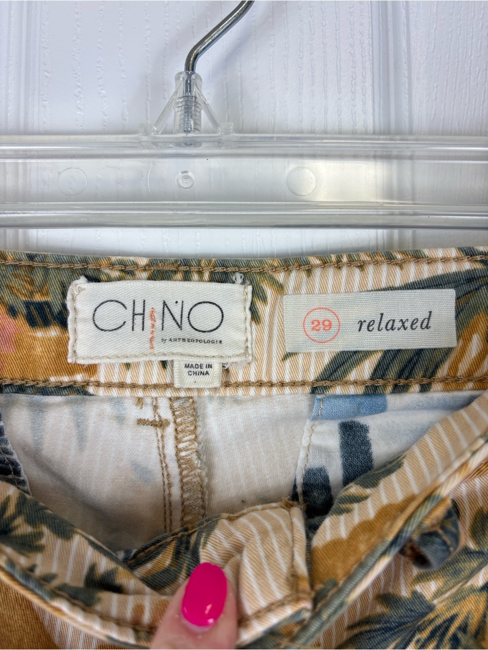 By Anthropologie relaxed bird print chino trousers sz 29 - Picture 8 of 13